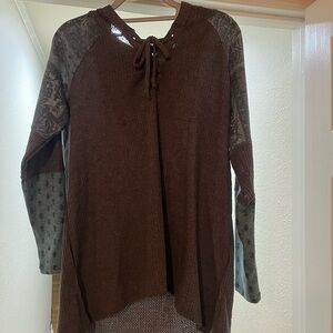 Teal and Gray Long Sleeve Top